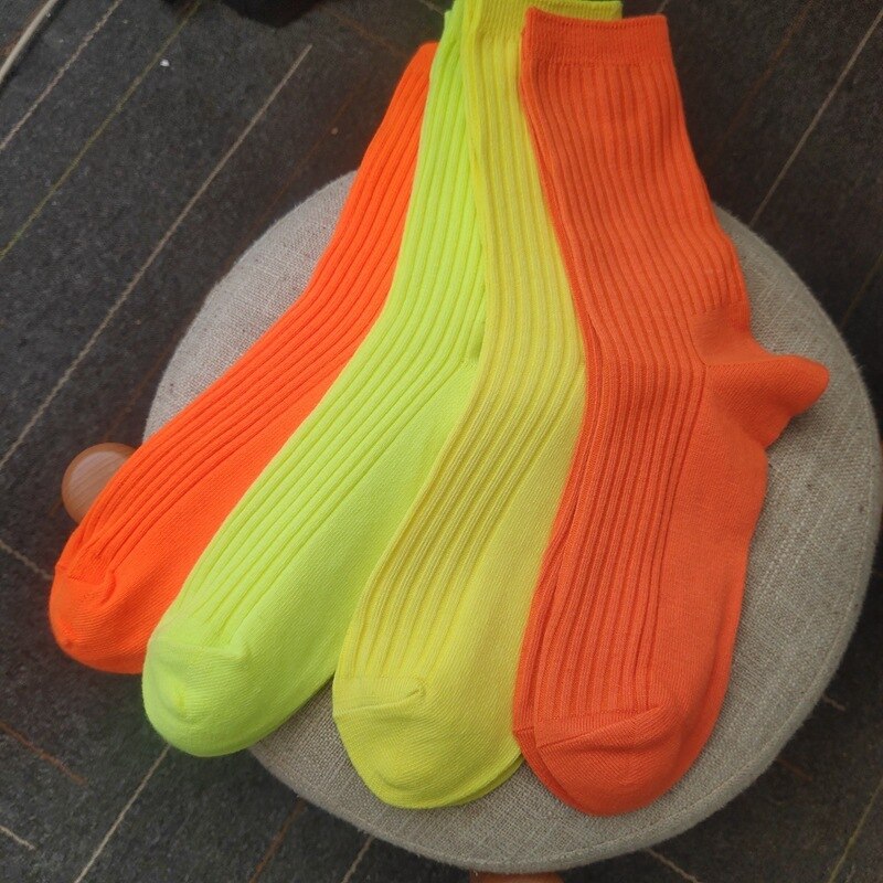 CHAOZHU-Calcetines fluorescentes de neón para mujer, medias de estilo Hip Hop para nocturna, Unisex