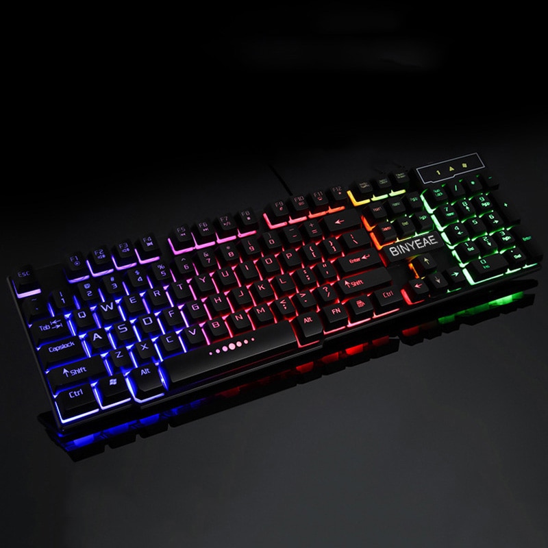 English Backlight Gaming Keyboard Wired Teclado Gamer Floating LED Backlit USB Similar Mechanical Feel