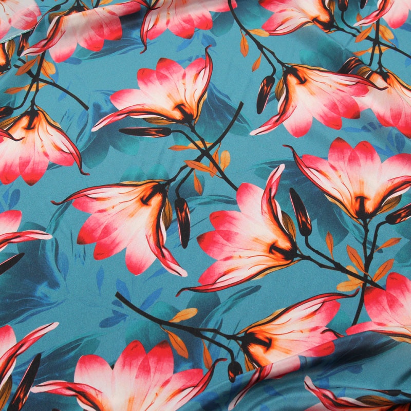 Modne kwiatowe druku czysty jedwab krepa chińska tkanina jedwabna naturalna jedwabna tkanina miękka, SCDC1179