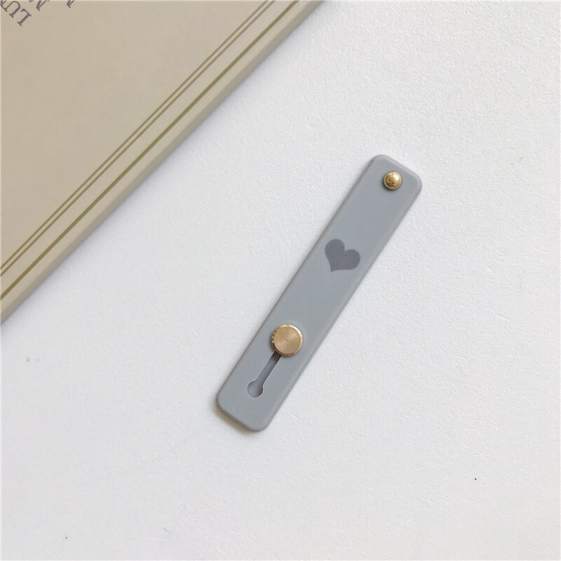 1 pz Candy color cuore custodia per cellulare staffa supporto per cinturino da polso push stretch cinturino da polso in silicone supporto per impugnatura per dito: Gray -heart