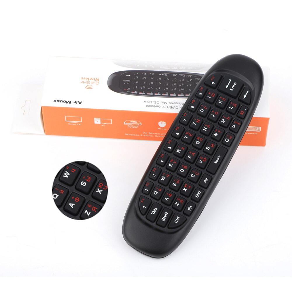 C120 2.4 Ghz Draadloze Fly Air Mouse Russische Engels C120 Oplaadbare Toetsenbord Gyroscoop Afstandsbediening Voor Android Tv Box