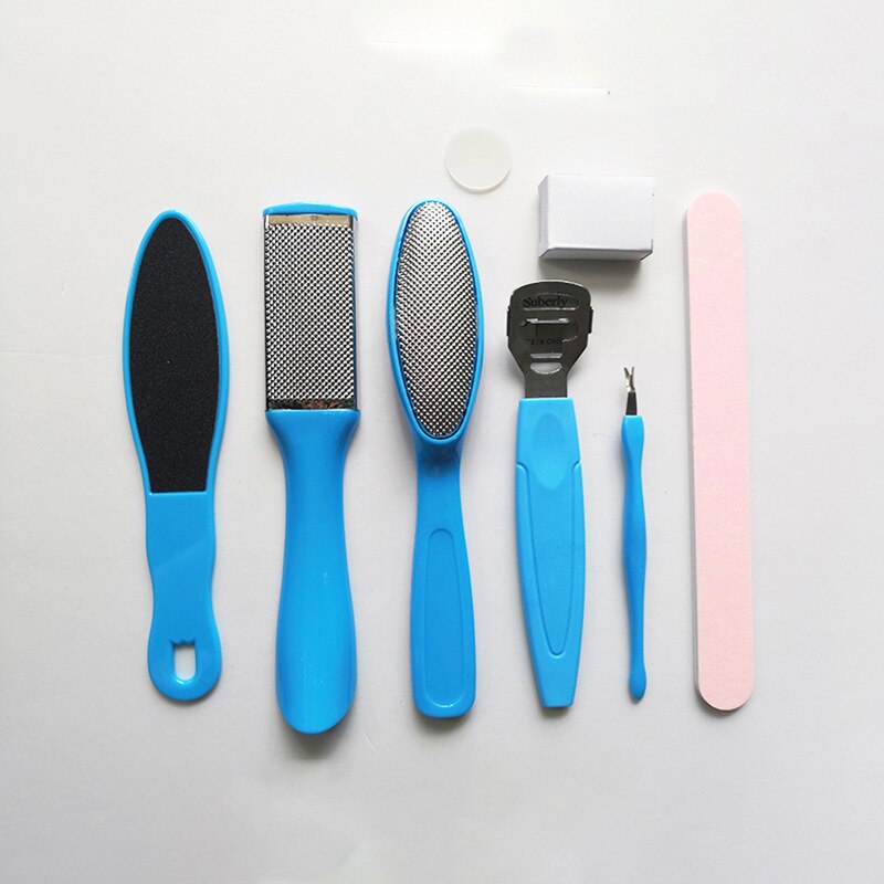 8 unids/set manicura Cuidado De pie archivo conjunto muerto duro piel removedor de callos raspador de pedicura Rasp herramientas cuidado de los pies herramienta Kit inoxidable herramienta