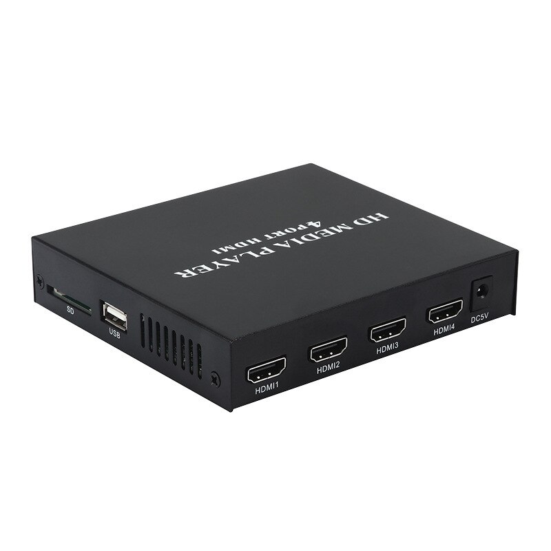 4CH HD Multimedia Player for TV Support SD USB Slot Start Automatic Loop Playback HDD Player with EU Plug