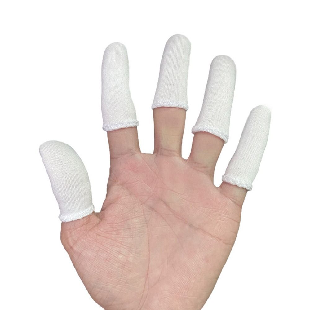 100 Stuks Wegwerp Witte Katoenen Vingerbedden Zweetabsorptie Vingers Beschermende Handschoenen Antislip Slijtvaste Vingerbeschermers: Black