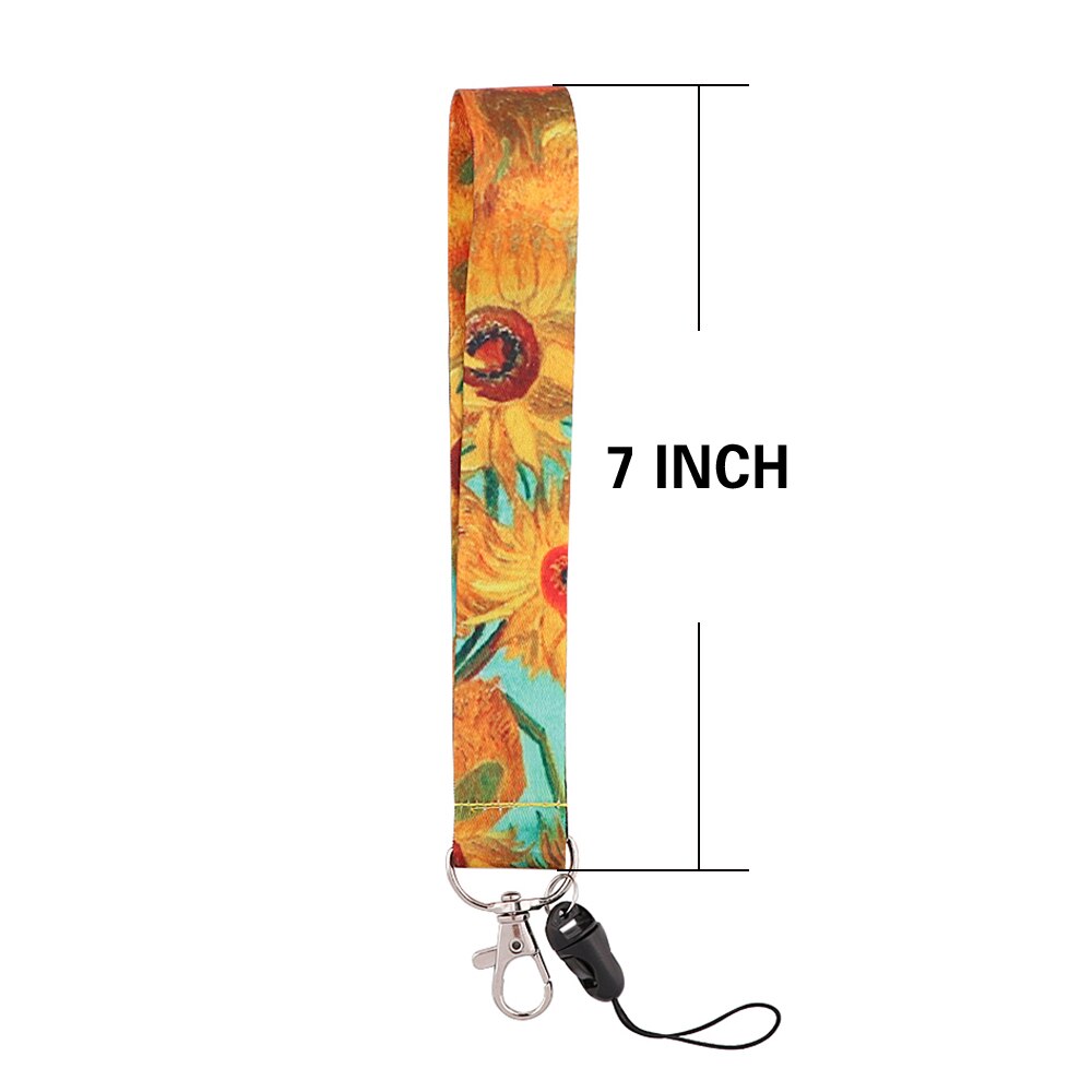 PC3496 Zonnebloemen Hond Poot Monarch Vlinder Schilderen Kunst Sleutelhanger Lanyard Neck Strap Voor Telefoon Keys Id Kaart Korte lanyard: 4