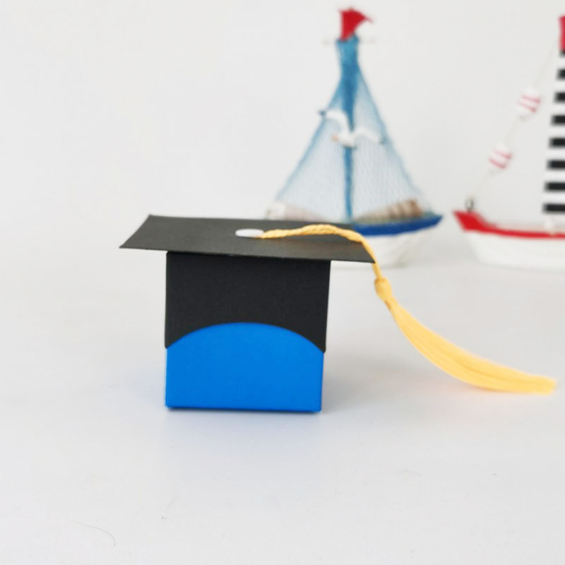 50pcs/lot Graduation Bachelor Cap Chocolate Box Sweets Box Packing Box High School Celebration Party Supplies