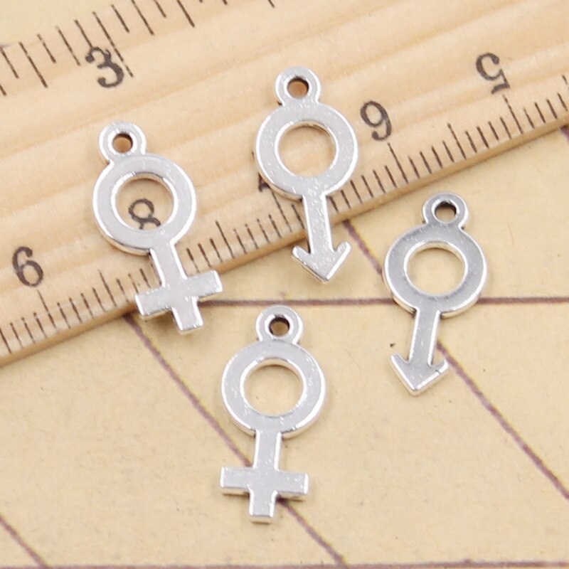 30 stk sjarm kjønn mann kvinne symbol 17 x 8mm tibetansk sølvfarge anheng antikke smykker å lage gjør-det-selv håndlaget håndverk