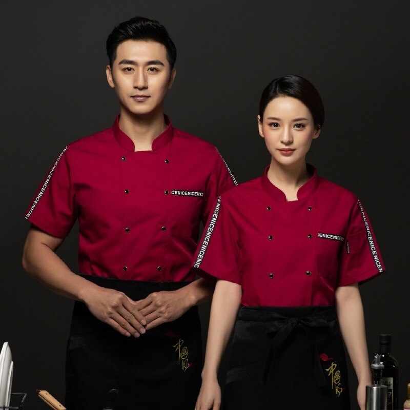 short-sleeved summer hotel kitchen work uniform after western restaurant chef uniform white work clothes men and women