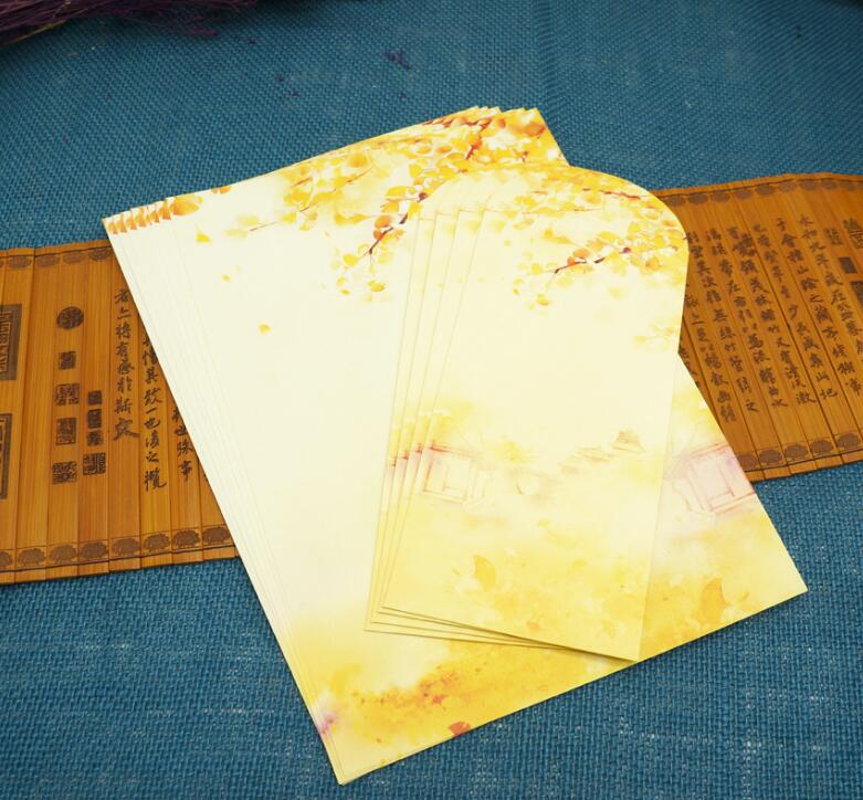 Papel chino Estilo Vintage para escribir sobre papel carta 4 set/lote: YELLOW
