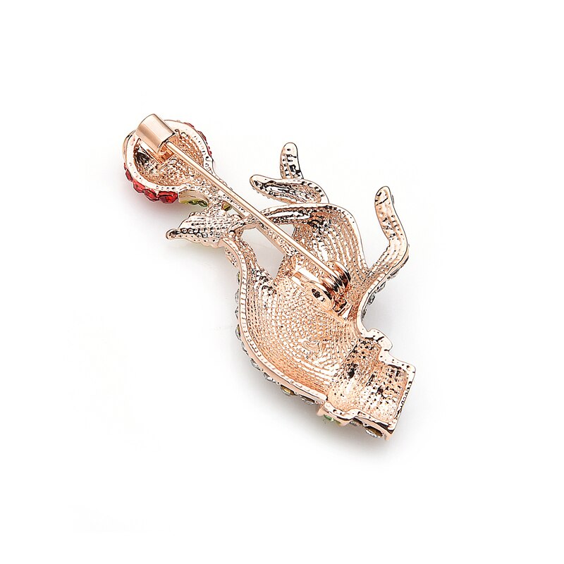 Wuli & bebê espumante mão segurando rosa dia dos namorados broche presente para as mulheres 2019 ano novo moda jóias strass completo