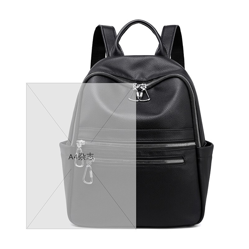 Dames PU Leren Rugzak - 20-35L Reistas Mochila - Zachte Handgreep, Ritsluiting