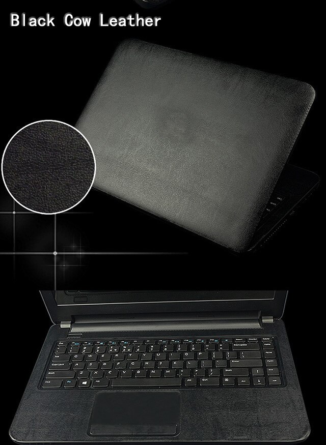 Kh laptop kulfiber læder klistermærke hud cover beskytter til alienware 17 m17x r3 r4 anw 17 17.3- inch release: Sort læder