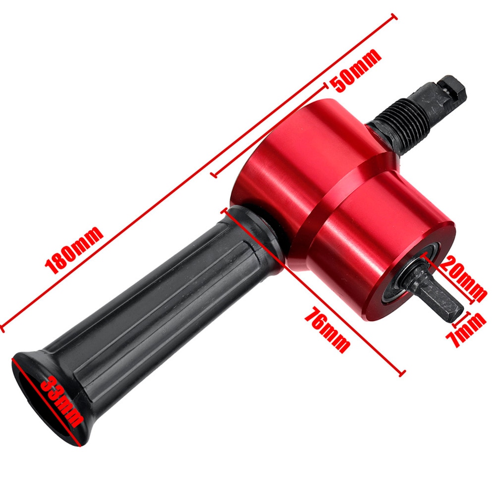 Double Head Sheet Nibble Metal Nibbler Saw Cutter 360 Degree Adjustable Drill Attachment with Extra Punch Free Cutting Tool