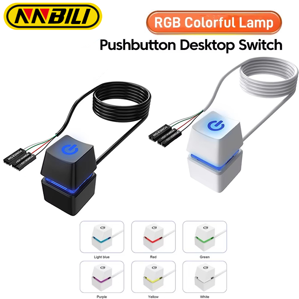 NNBILI-interruptor de escritorio para ordenador, luces LED, placa base de PC, botón de encendido/apagado de arranque externo, Cable de extensión de 2m para el hogar y la Oficina ﻿