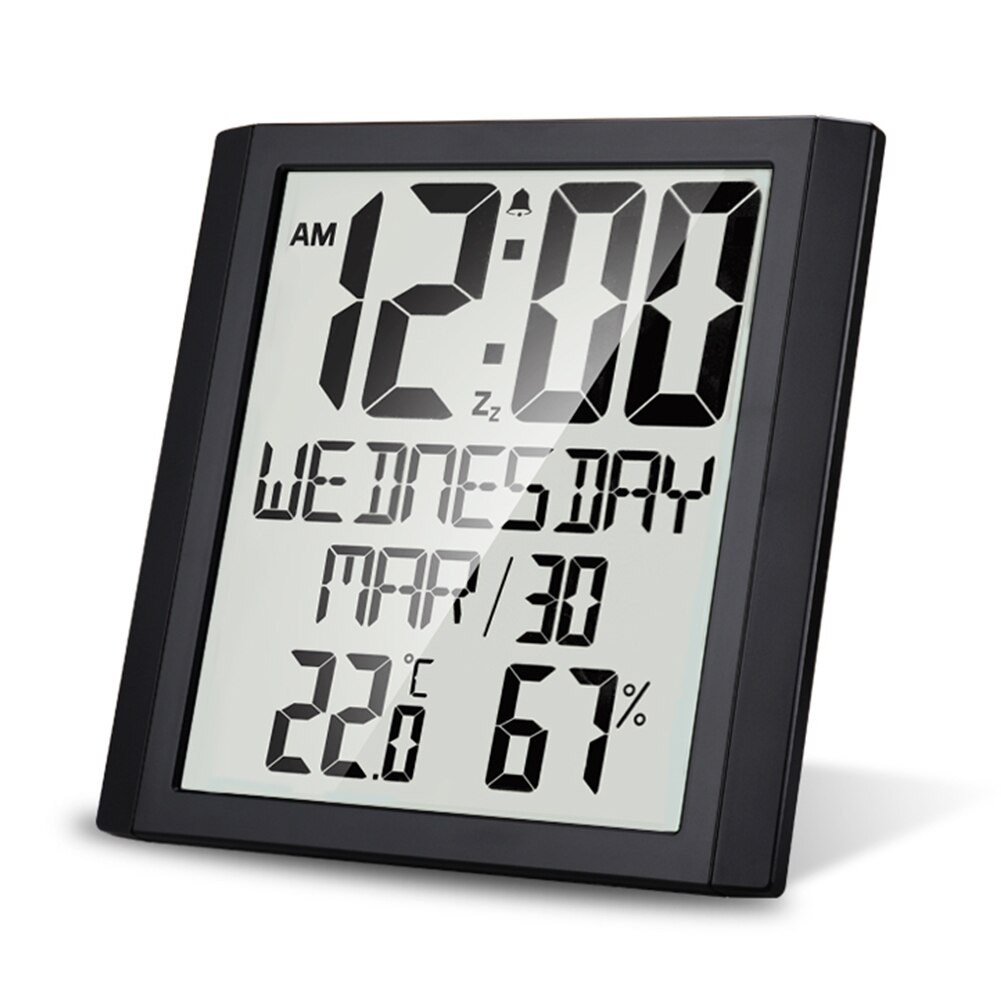 Big Screen Calendar Home Office Living Room Temperature Bedroom Humidity Digital Display Wall Clock Date Alarm Modern