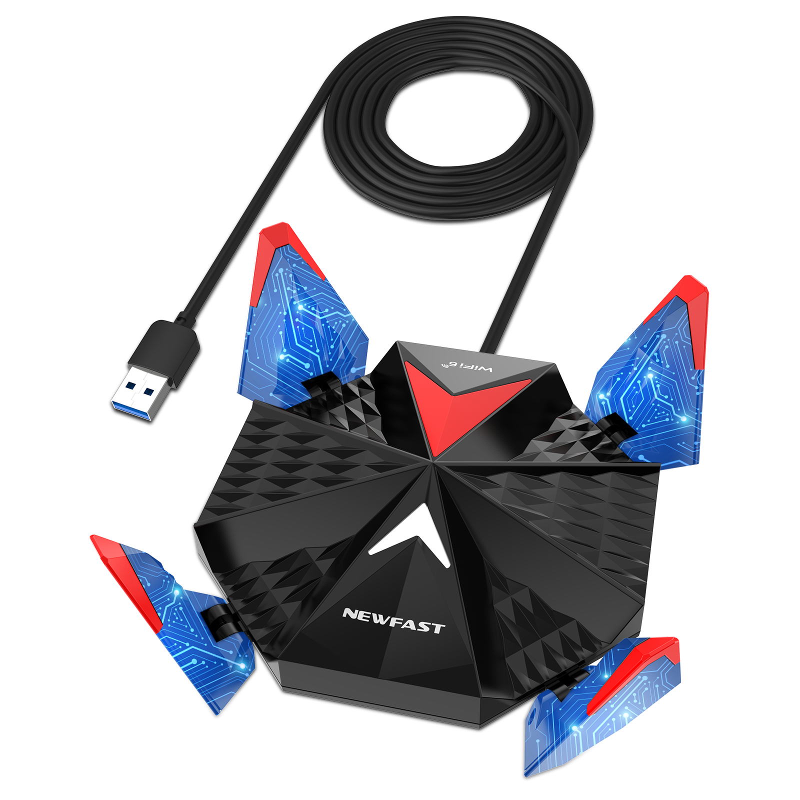 Newfast Adaptador Wifi 6 USB 3.0 Adapter AX5400 6G/5G/2G High Gain Antena Para Wifi6 PC Cle Netzwerk Karte Empfänger Verlängerung Kabel