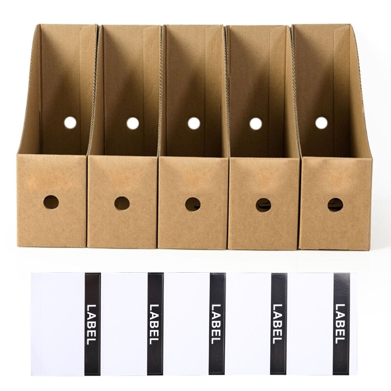 F3MA File Storage Box Desk Stationery Organiser Kraft Paper DIY Assembly Storage Box