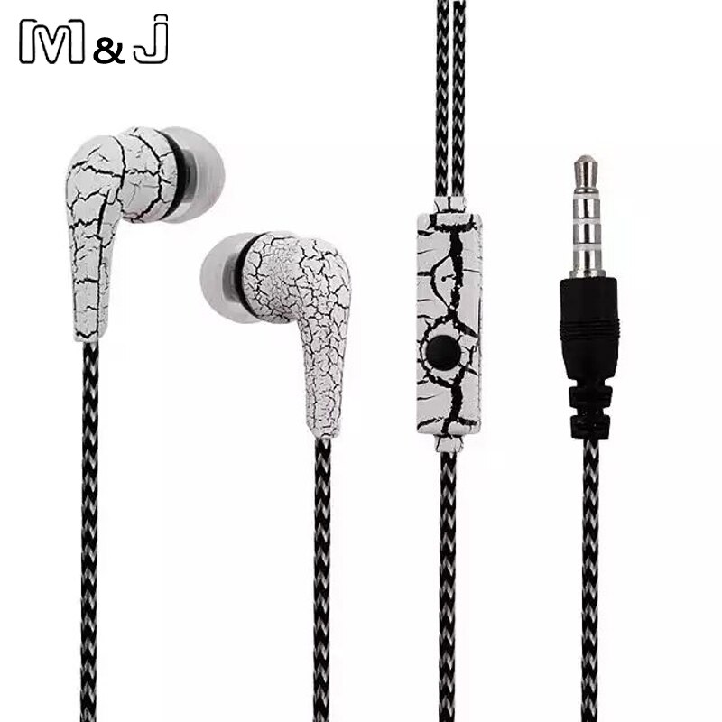 M & J-auriculares originales con de grietas en el hielo, para teléfonos móviles, con micrófono, para iPhone, Samsung, xiaomi