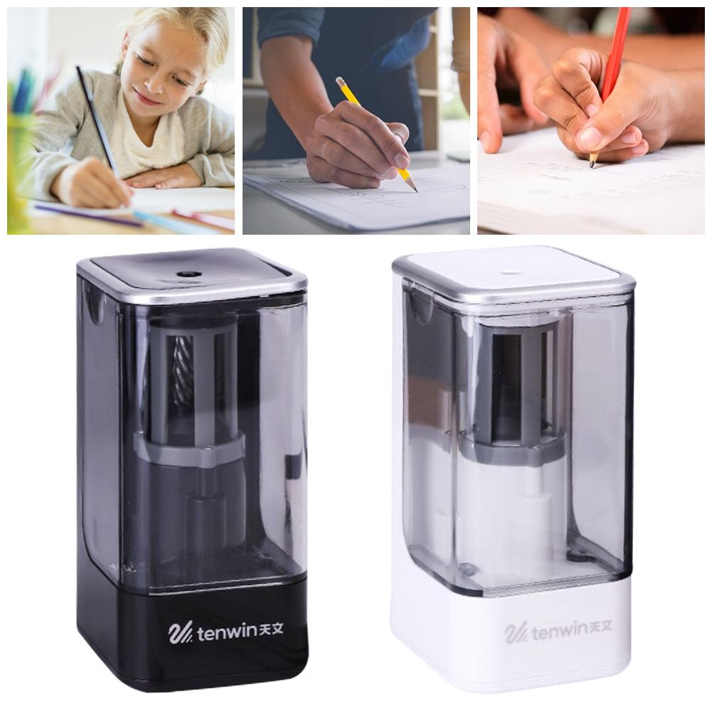 Sacapuntas eléctrico con función de parada automática para lápices de colores, afilador portátil para escuela, aula, oficina y hogar