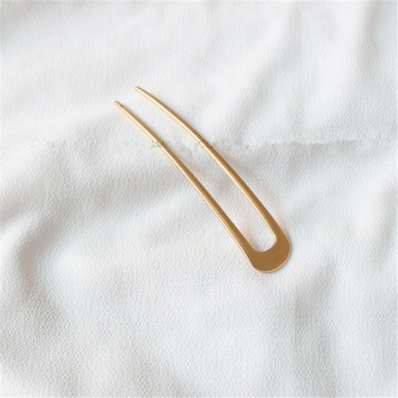 AOMU Simple Versatile Metal Gold Hair Sticks Headdress Trend U-Shaped Large Hairpin for Women Vacation Hair Accessories: 4