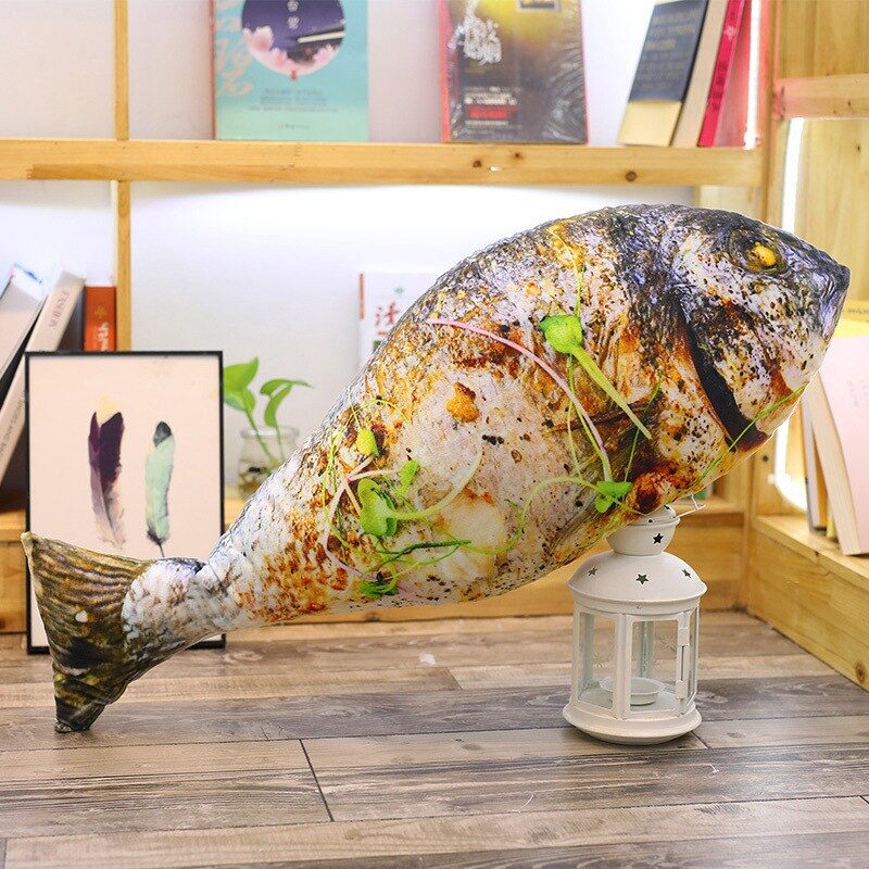 Nourriture oreiller nourriture coussin Simulation physique oreiller poulet jambes ailes de poulet grillé poisson coussin en peluche jouet poupée: Grilled sea bass 80c