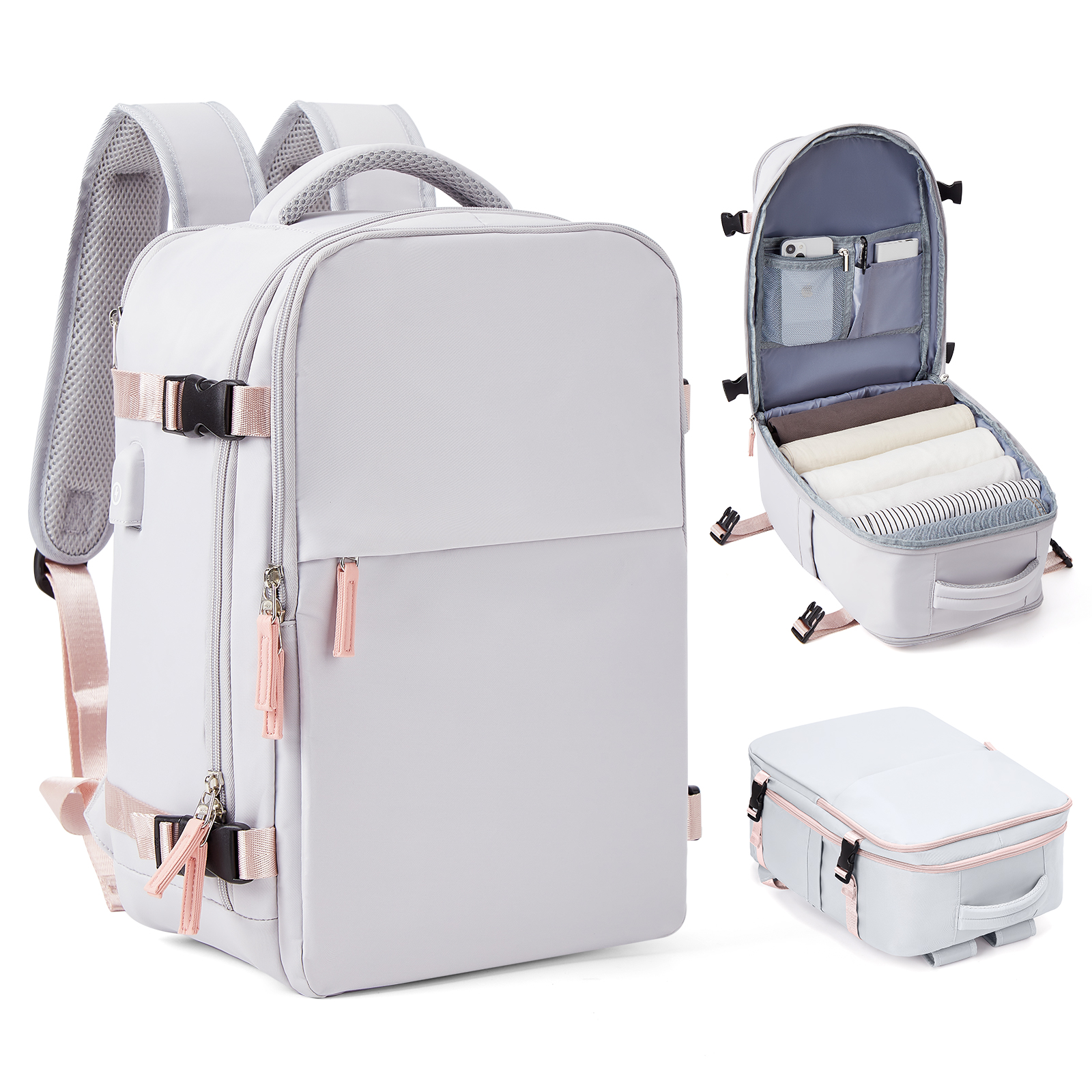 Cabin Bag 40x20x25 Ryanair Backpack, Easyjet 40x20x25 Carry-On Luggage on Airplane, Laptop Bag Hand Luggage Travel Backpack: 16 inches / GRAY