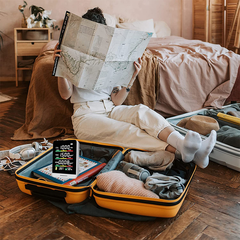 Portable Home 5 in 1 CO2 Meter Digital Temperature Humidity Sensor Tester Air Monitor Carbon Dioxide TVOC HCHO Detector