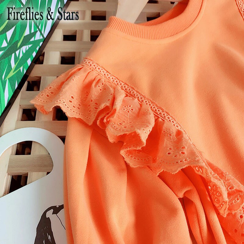Forår efterår piger sweatshirt baby t-shirts børn pullover til børn tøj ruched hollow out 2 to 7 år