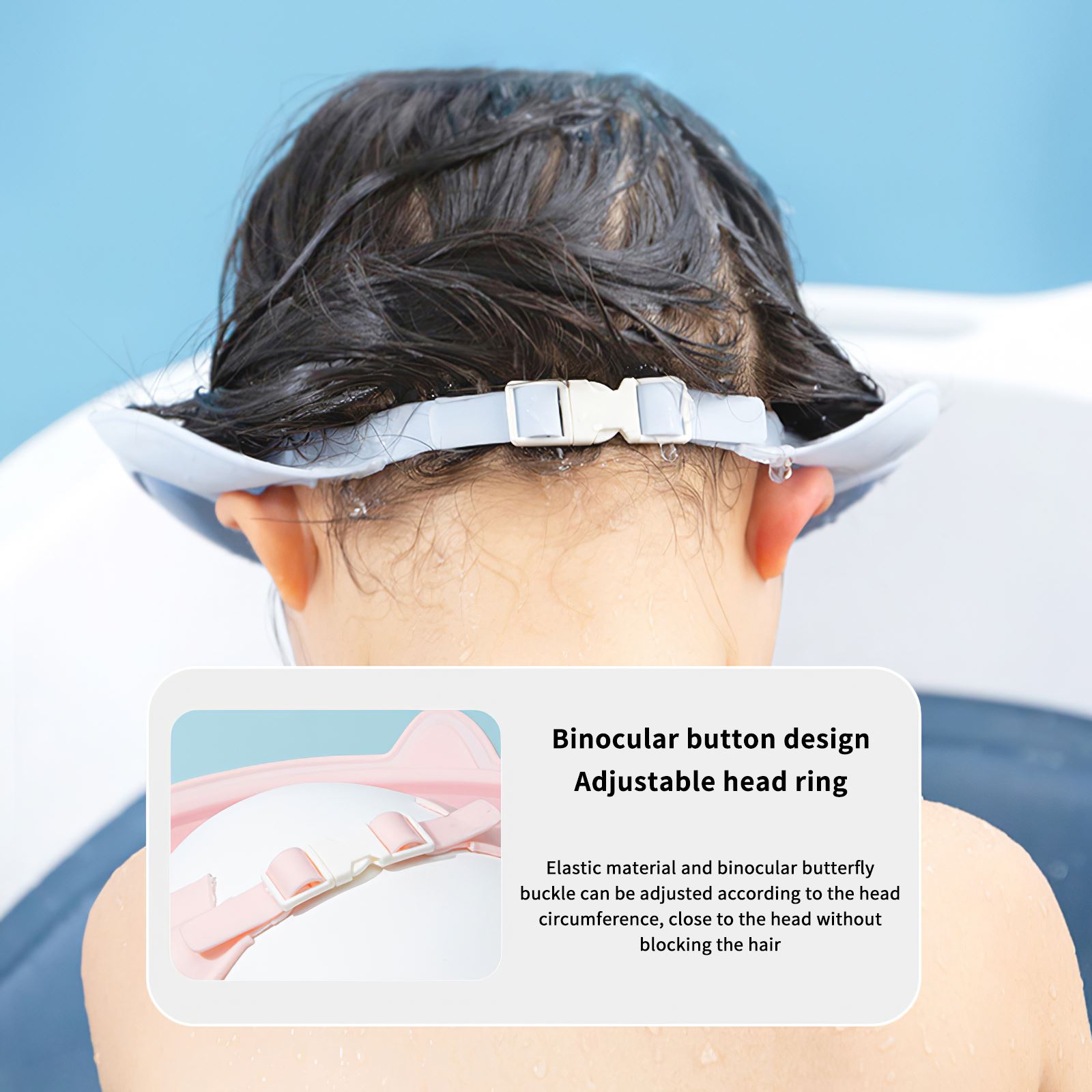 Gorro de baño protector de ducha para niños, gorra de champú ajustable para lavado de pelo, protector de ojos para bebés, a prueba de agua