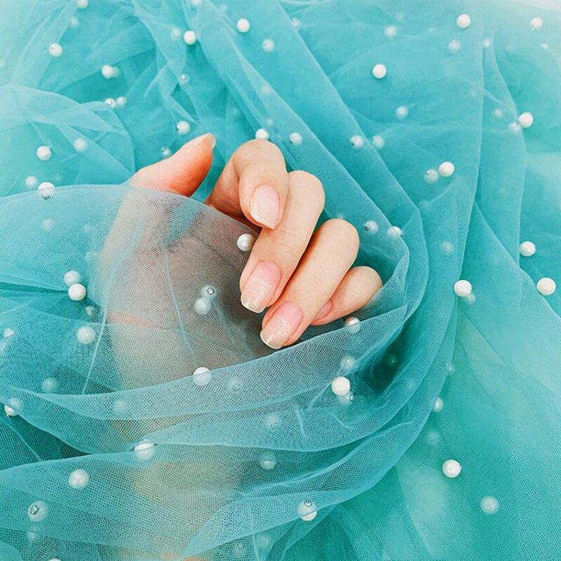 180Cm * 100Cm/Pc Mooie Parel Tule Stof Praktische Kleding Sluier Decoratie Materiaal Diy Handwerk Naaien Mesh levert: Matcha