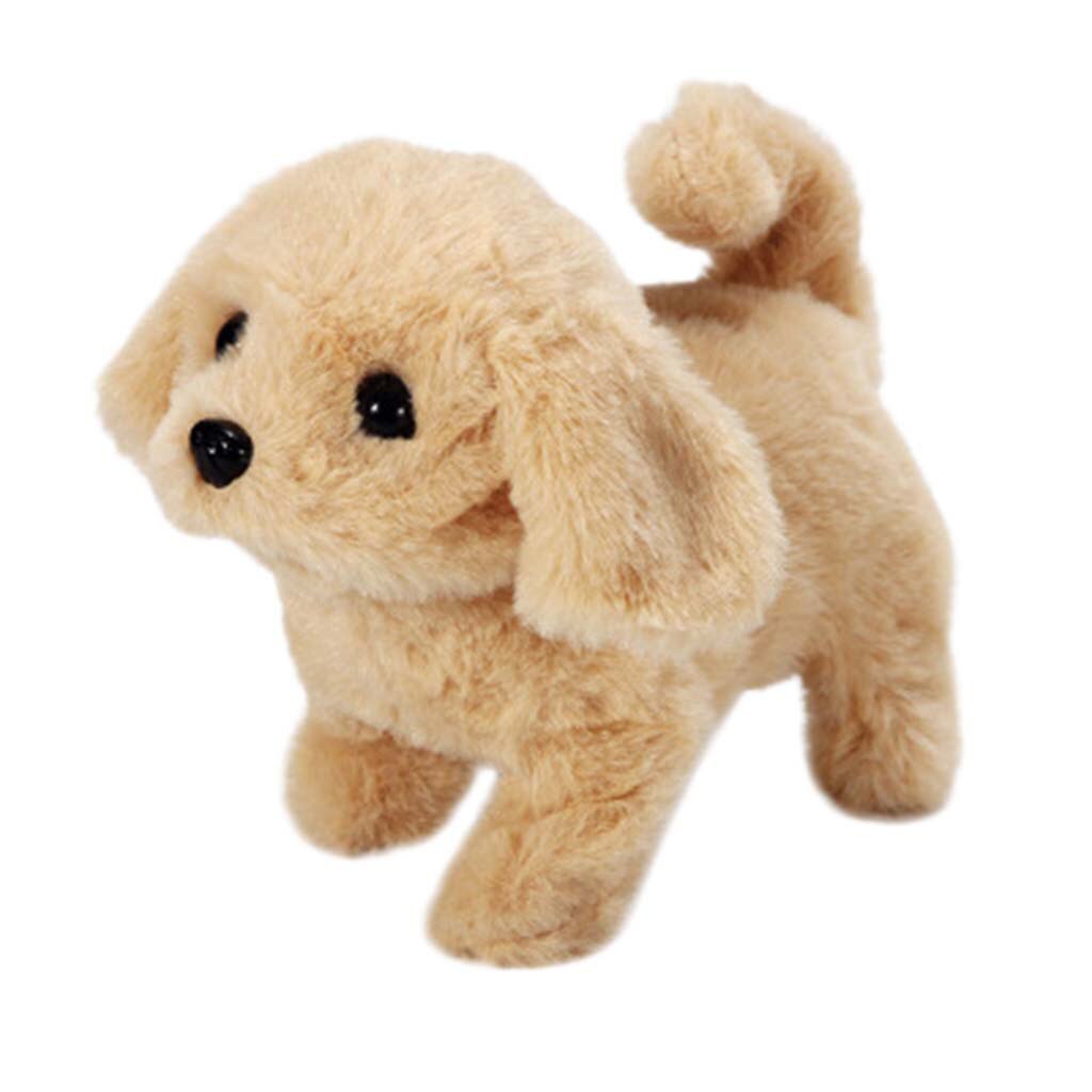 Elektrische Imulation Knuffel Puppy Kan Blaffen En Lopen Met Staart Leuke Dier Suffed Pop Voor Kerst Cadeau: Goud
