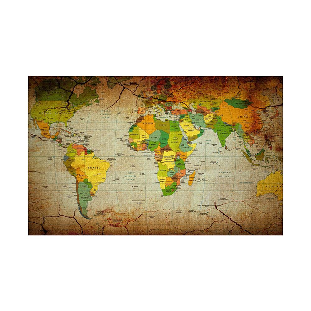 Retro Kraft Paper Style World Map 150x100cm Non Woven Foldable World Map For Office And School Education
