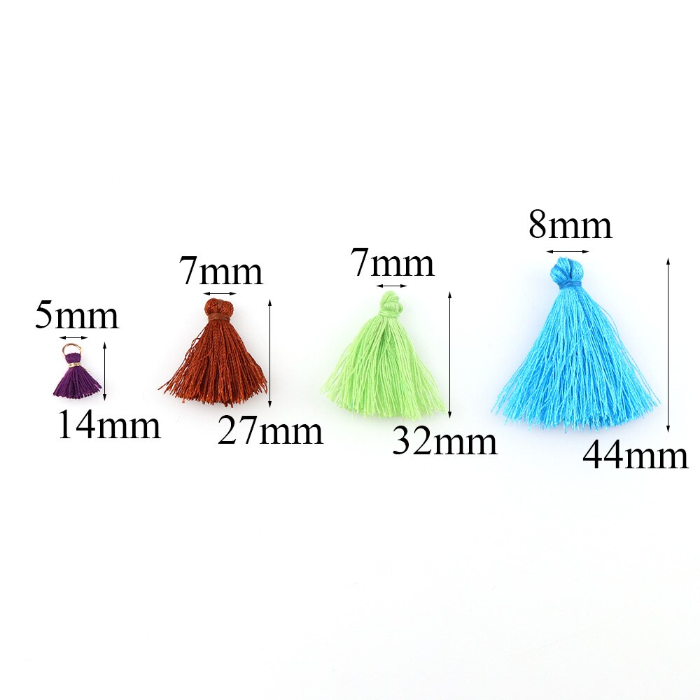 30Pcs 14Mm 27Mm 32Mm 44Mm Kwasten Katoen Charms Imitatie Zijde Satijn Kwasten Hanger Voor Maken armband Oorbel Sieraden
