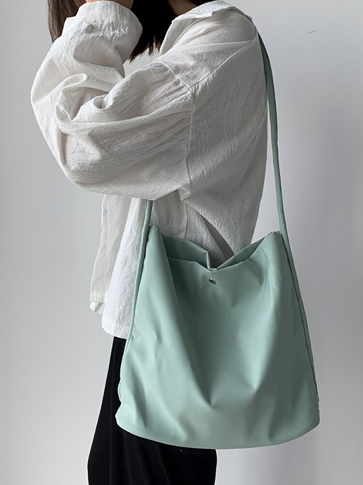 Shopper borsa da donna borsa in tela di Nylon di grande capacità borse da donna borsa a tracolla da donna con ascelle da viaggio Candy Solid: Green