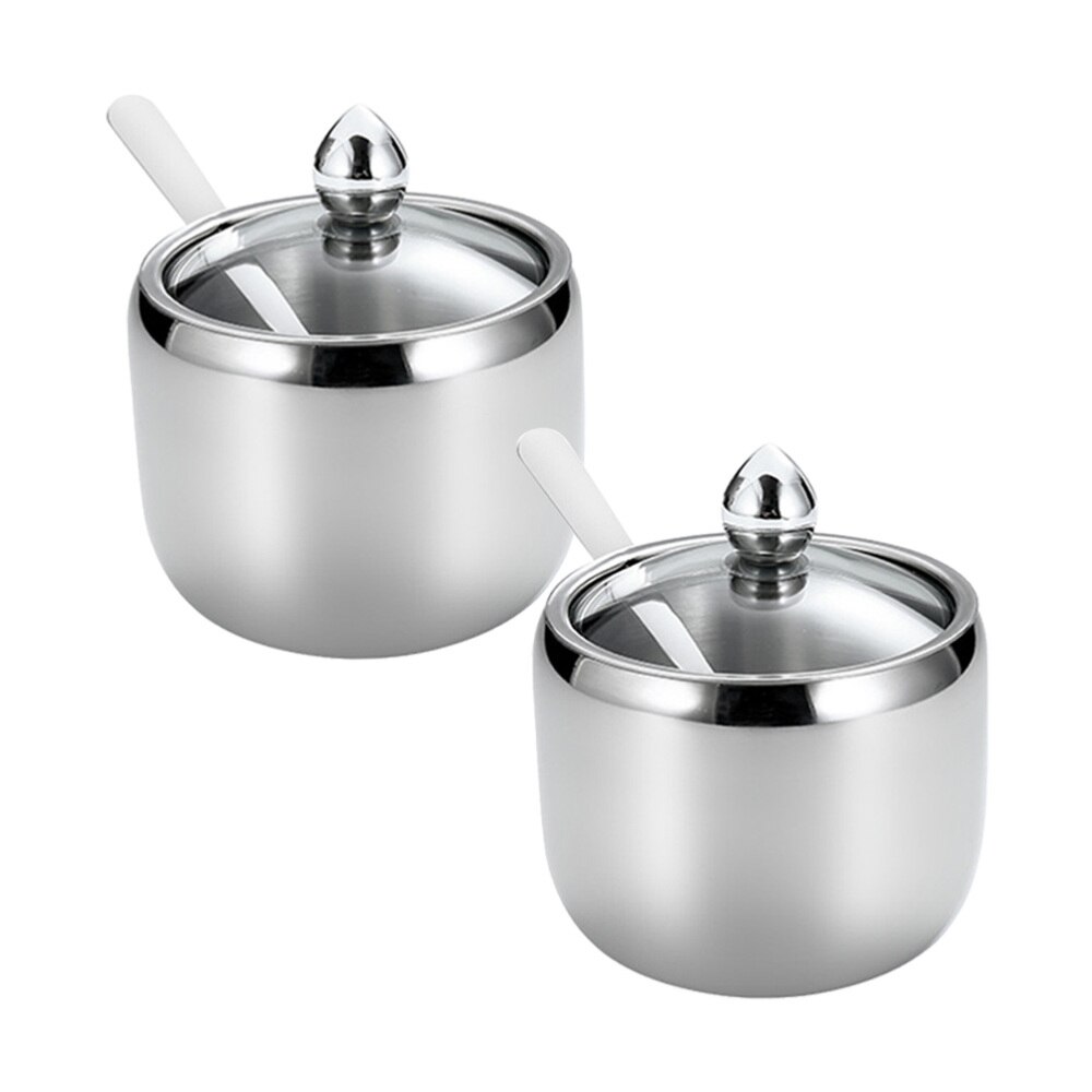 Stainless Steel Seasoning Jar Kitchen Salt Canister Multifunction Spice Storage Pot Container (1 Jar): Silver 1