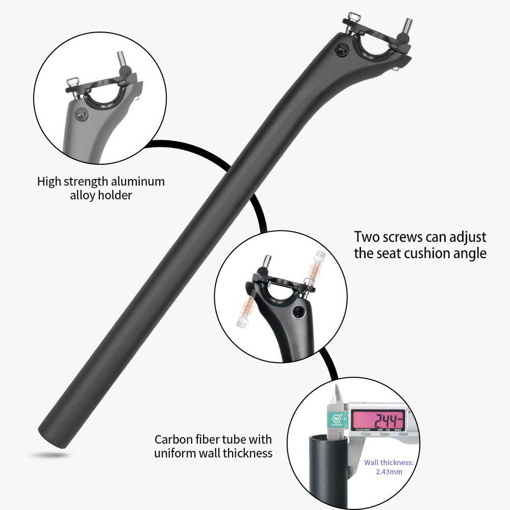Bike Seatpost Carbon Black Matt Offset 20mm Mtb Bike Canote Carbono 27.2/30.8/31.6 Seat For Bicycle Length 350/400mm