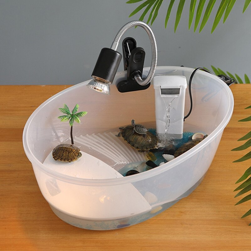 GXMA Reptile Cage Small Plastic Terrarium for Reptiles House with Semi-Closed Cover Transparent Body Good Ventilation