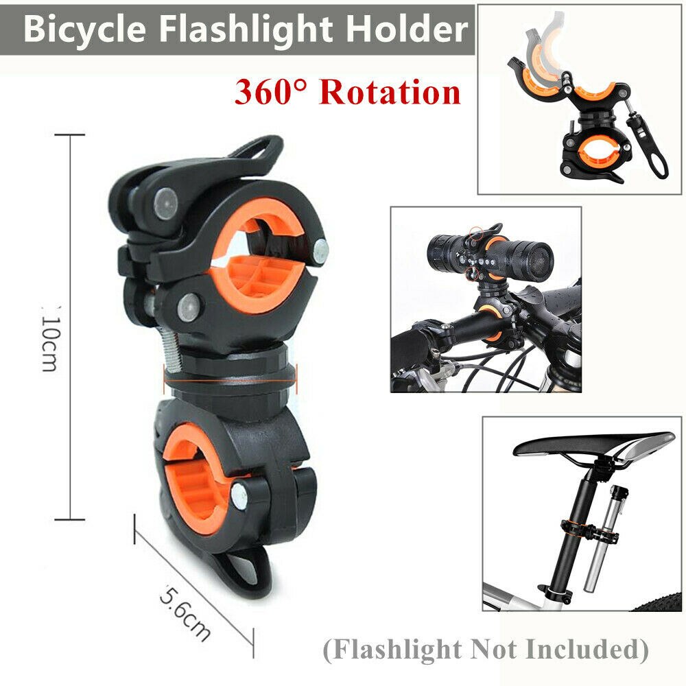 Flashlight Mount Holder Universal Bicycle Bike LED Light Flashlight Torch Mounting Bracket 360° Rotation Cycling Clip Clamp