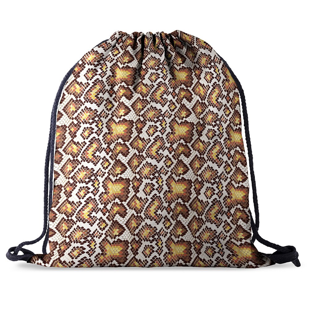 Bundel zak touw tas print slangenhuid patroon trekkoord rugzak dames heren dagelijks casual meisjes mochila knapzak vrouwelijk: Bpa 602772
