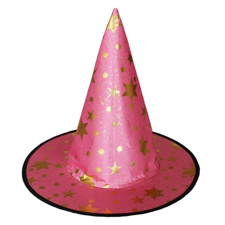 Kobiety mężczyźni 5-gwiazda czarownica kapelusze dla dorosłych Halloween kostium czapki imprezowe magów, kapelusz, czapka, maskarada wstążka czarodziej kapelusz czapka: różowy