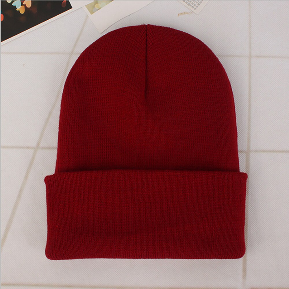 Wollen muts herfst winter unisex wollen muts zachte gebreide muts schedel mutsen warme effen kleur skimuts