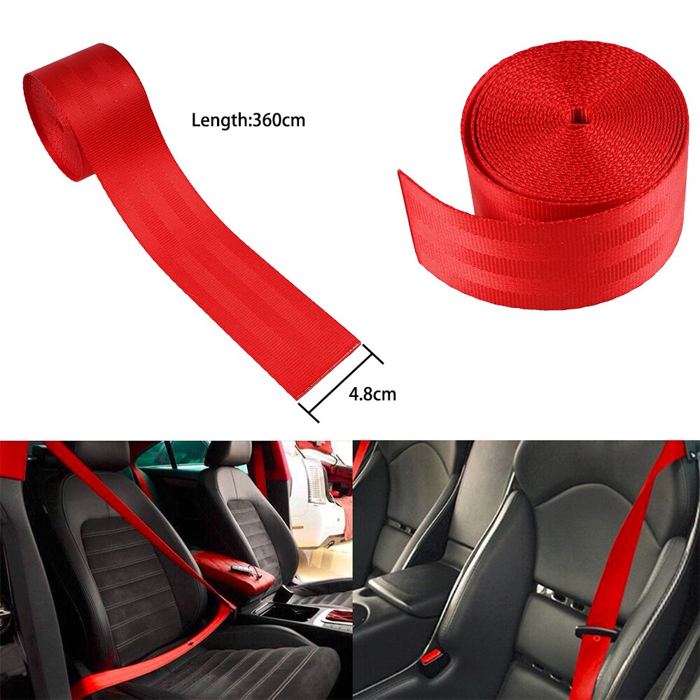 Bil 3.6m rød sikkerhedssele bælte polyester sæde lap indtrækkelig nylon sikkerhedsrem rød / blå / grøn til universal: Rød