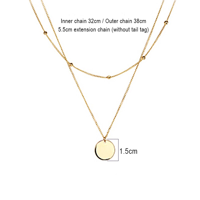 MWM Bohemian Multi Layered Necklace for Women Vintage Charm Pendant Geometric coin Star Moon stainless steel Necklace