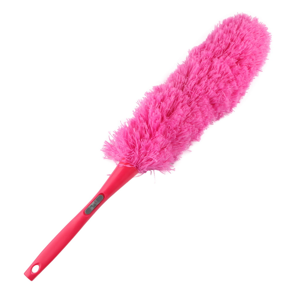 Espanador de pó de microfibra escova de poeira dobrável espanadores coletor de poeira punho longo para o carro de móveis limpo 4 cores lavável: Rose Red