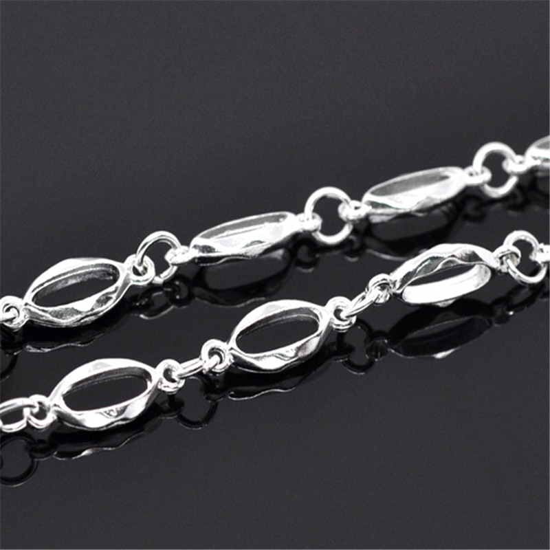 1M Doreen Box Links-Opened Chains Alloy Oval Bronze Silver Color For DIY Necklace Bracelet Jewelry Making Findings