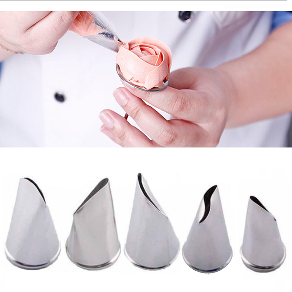 Lot De 5 Douilles à Pâtisserie En Acier Inoxydable - Pour Décorer Gâteaux, Cupcakes, Crème