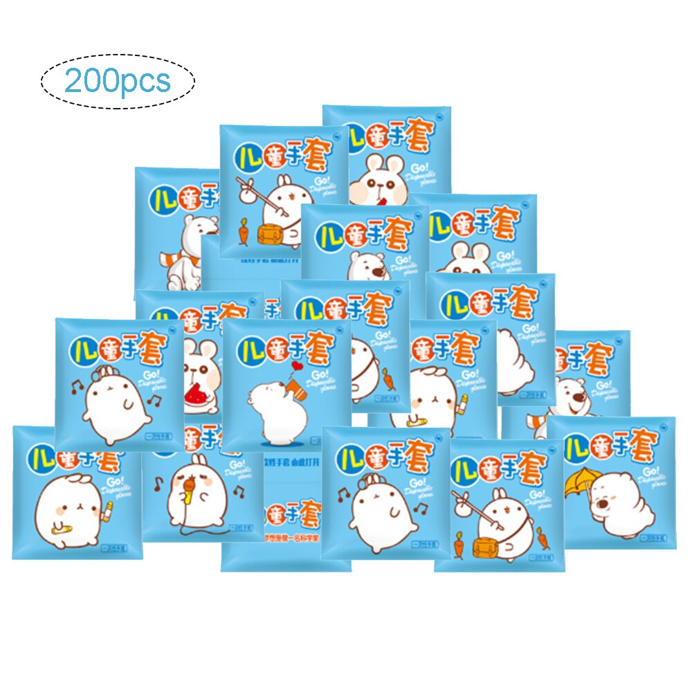 Guantes desechables para niños, manoplas multiusos transparentes para protección de manos, para actividades de comida y fiestas, de , 100 Uds.: 200pcs