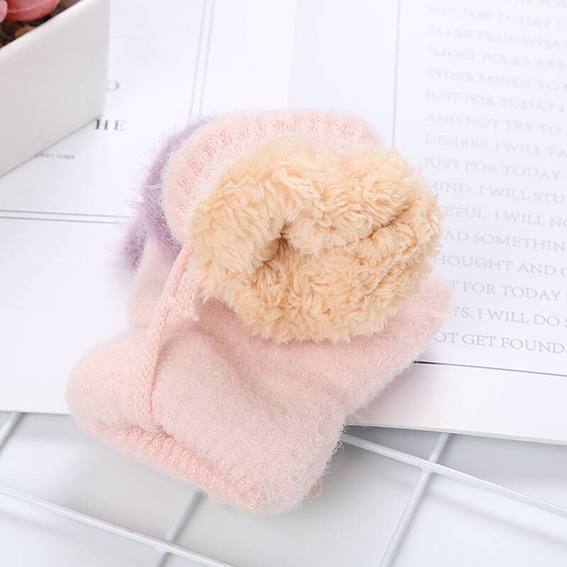 Wecute nuevos guantes para niños invierno de lana de doble capa más terciopelo engrosamiento lindo guantes calientes para bebés guantes para niños