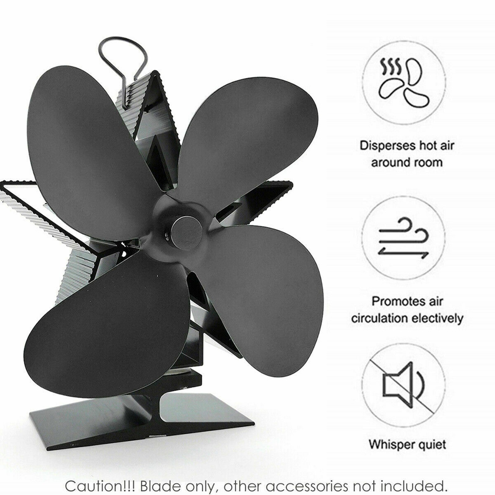 4 Blade Warmte Aangedreven Kachel Fan Blade Komin Log Hout Brander Fan Blade Efficiënte Warmteverdeling Haard Fan Blade