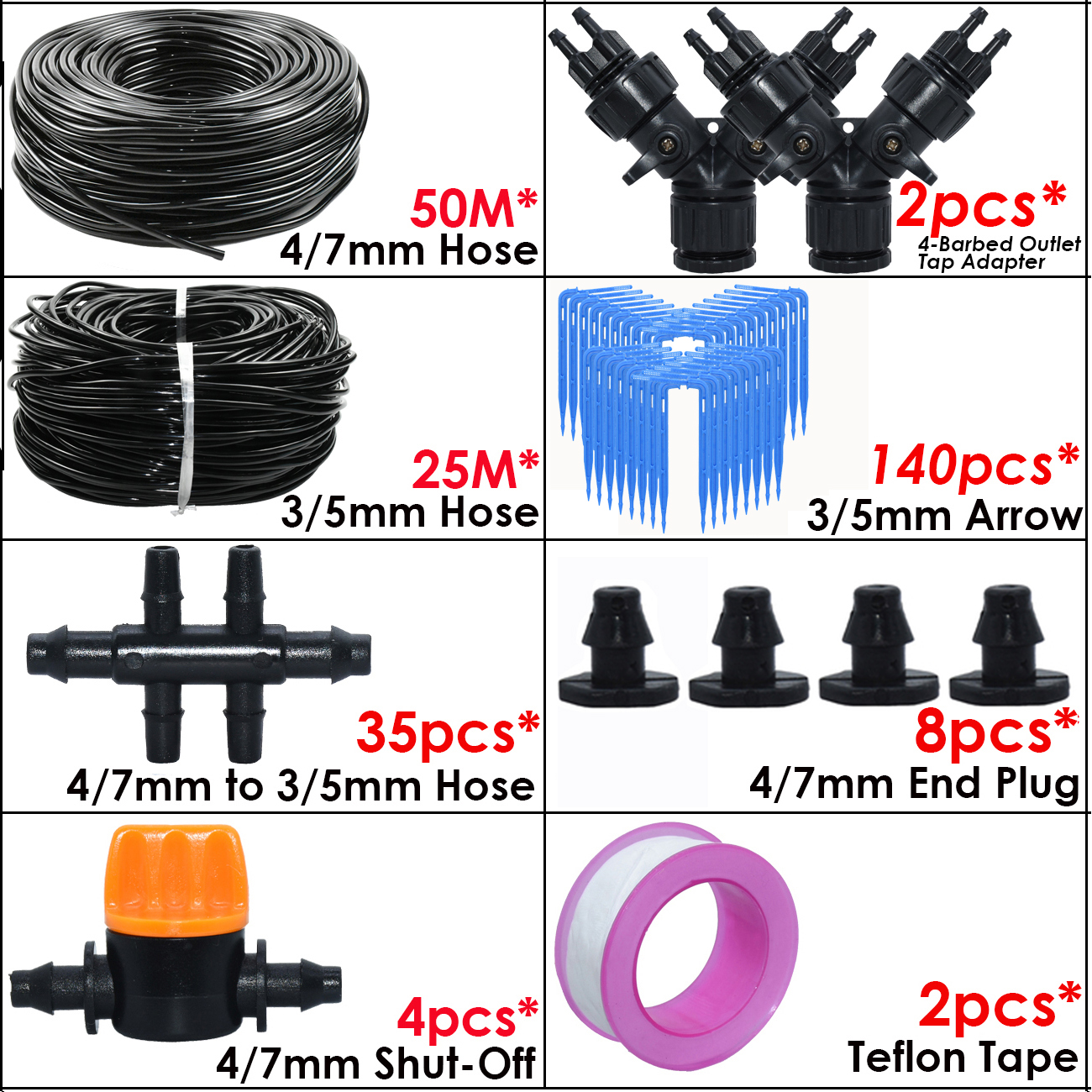 KESLA Garden Automatic DIY Watering Drip Irrigation System Dripper Kit 4/7mm to 3/5mm Hose Pot Bonsai Plant Balcony Greenhouse